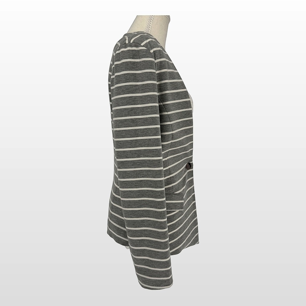Eden Society Blazer Womens Small Gray White Striped Cotton Blend Knit Workwear - Picture 6 of 14